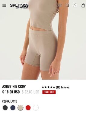 Splits59 Ribbed Bike Shorts in Latte